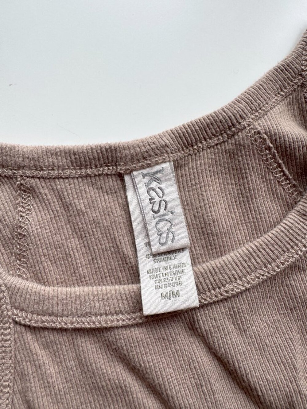 KASICS Taupe Cotton Baby Rib Racerback Tank, Size M - Picture 9 of 10